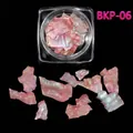 Pink iridescent natural shell fragments for nail art in transparent square storage case - Pinkish Purple Iridescent