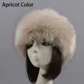 Bandeau d'hiver épais en fausse fourrure de renard abricot avec doublure pelucheuse - Taille unique / Abricot