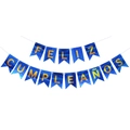 Blue and gold glitter Feliz Cumpleaños banner for Spanish birthday party decorations - Deep Blue Laser Spanish Swallowtail