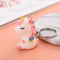 Simpatico portachiavi a forma di unicorno in silicone bianco e rosa con anello - Bianco Piccolo