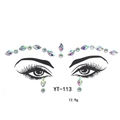 Detail view of YT-113 holographic face jewels with forehead and under-eye crystal design - YT-113