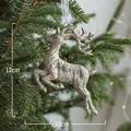 Glitzernde champagner-goldene Rentier-Hängedekoration für den Weihnachtsbaum, 12 cm - Rentier Stil F / Champagner
