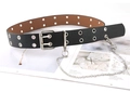 Ceinture punk noire à double œillet avec chaîne métallique pour jeans de mode - Noir Avec Chaîne