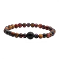 Pulsera para hombre de piedra ojo de tigre con cuentas de colores rojo azul amarillo y negro - Ojo de Tigre de 6mm + una Piedra Brillante de 10mm