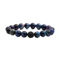 Men's galaxy tiger eye and black lava stone beaded bracelet for a cosmic style look - 10mm Starry Tiger Eye + One 10mm Lava Stone