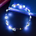 Luminous floral headband with white roses and colorful berries lit by LED lights - Creamy White with Case Switch