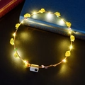Luminous floral headband featuring yellow artificial flowers and warm LED fairy lights - Yellow with Case Switch