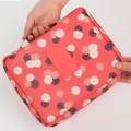 Large travel toiletry bag with red floral print and top handle for easy carrying - Watermelon Red Flower