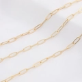 Elegant gold paperclip chain link necklace made of pure copper with glossy metal finish - Polished Long O-Chain