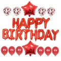Red Happy Birthday balloon set with foil letters, stars and confetti latex balloons - Red