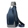 Herren Brusttasche in Dunkelblau und Grau aus Oxford-Stoff mit großem Fassungsvermögen - Einzelne Tasche / Klein / Blau