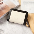 Minimalist white crocodile pattern card holder with gold zipper and black edges - Pure White