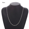 70cm silver Figaro chain necklace for men shown on a black display mannequin neck - 70cm / Silver