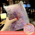 Jelly colored small thick disposable rubber hair bands 800pcs in frosted zip bag - Jelly Color Small Thickened Bagged