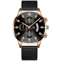 Orologio uomo business con cassa oro rosa, cinturino a maglia nero e quadrante romano - Cinturino Nero Cassa Oro Rosa Quadrante Nero Lancette Oro Rosa