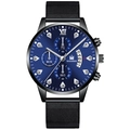 Montre business pour homme avec bracelet en maille noire, cadran bleu et index en cristaux - Bracelet Noir Boîtier Noir Cadran Bleu Aiguilles Argentées