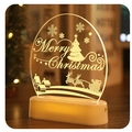 3D acrylic Christmas night light with reindeer and tree patterns on glowing base - Merry Christmas 2