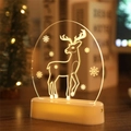 Christmas LED night light with 3D reindeer and snowflake patterns on white base - Christmas Reindeer