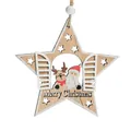 Decorazione natalizia in legno a stella con Babbo Natale e renna, 10x10cm - Stella a cinque punte
