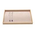 Houten ketting display tray met licht beige fluwelen voering en haken voor sieraden - Ketting Tray