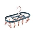 Green and pink 12-clip windproof multi-purpose hanger for drying socks and underwear - Blue & Pink