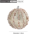 Champagne and coffee foam Christmas ball with sequins and beads, 8cm diameter ornament - 8CM Champagne Sequin Vertical Stripe Ball / Champagne