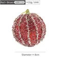 8cm red and brown Christmas foam ornament ball with sparkling glitter and stone texture - 8CM Red Sequin Vertical Stripe Ball / Red