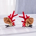 Cute Christmas reindeer antler hair clips with red felt ears and golden bells - Mushroom Bell Pair