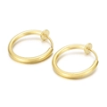 Pendientes de aro dorados con clip de resorte para orejas sin perforar en acero - 18mm / Grande Dorado (KE97324-WGHW)