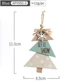 Blauer Weihnachtsbaumanhänger aus Holz mit Let It Snow Schriftzug und Schleife - Blauer Weihnachtsbaum