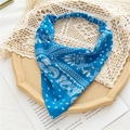 Elastic wide headband for women featuring blue paisley pattern with comfortable back band - Blue
