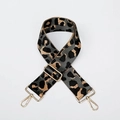 Adjustable leopard print jacquard guitar strap for handbags with gold metal hardware - Gray