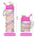 Botella deportiva plegable de silicona con degradado arcoíris y capacidad de 500 ml - 500ml / Rosa Camuflaje B