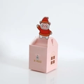 Pink Christmas apple gift box with cartoon bear and X-MAS lettering for holiday gifts - Pink