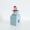Light blue Christmas gift box featuring a snowman pop-up and white snowflake patterns - Snowman / 8.5*8.5*10cm / Blue
