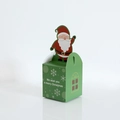 Green Christmas gift box with 3D Santa topper and snowflake patterns for holiday treats - Santa Claus / 8.5*8.5*10cm / Green