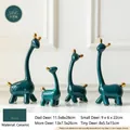 Dark green ceramic giraffe statues set with gold accents for modern home shelf decor - Dark Green Gold (Giraffe Family Combination)