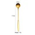 Golden stainless steel spoon with rose flower shaped head and dimensions weight details - Long Rose Ice Spoon / Gold