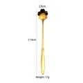 Golden cherry blossom stainless steel spoon with long handle and petal-shaped head - Long Cherry Blossom Ice Spoon / Gold