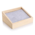 Solid wood jewelry display tray with grey velvet lining for rings and studs - Gray Velvet Flat