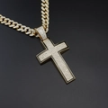 Pendaglio a croce ghiacciato con smalto nero su catena cubana dorata da uomo - Ciondolo Oro + Catena Cubana Iced Out 60CM