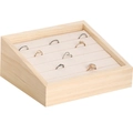Minimalist wooden 5-tier ring display tray with cream fabric slots for jewelry storage - Linen Ring Strips