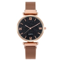 Starry sky quartz watch with rose gold magnetic mesh strap and Roman numerals - Rose Gold