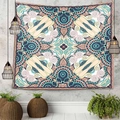 Ethnic bohemian mandala wall tapestry with cyan and pink floral pattern for room decor - Cyan Pink Boho