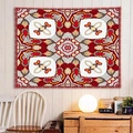 Arazzo da parete mandala etnico bohémien rosso e oro per arredamento camera - 150x130cm / Rosso Oro Mandala