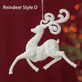Glittery white reindeer Christmas ornament with elegant curled antlers and silver string - White Reindeer D/1 Piece