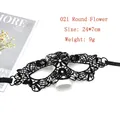 Elegant black lace masquerade mask with floral pattern for Halloween parties, 24x7cm - Round Flower - Black