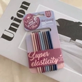 Detail of 10 pack colorful seamless elastic hair ties on display card with Morandi tones - Korean 5 Colors (1#韩版五色)