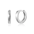Minimalist S925 sterling silver geometric huggie hoop earrings with high polish finish - Silver-9mm