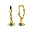 Orecchini a cerchio in oro con malocchio, pietra blu e zirconi bianchi lucidi - Stile Orecchini / Oro